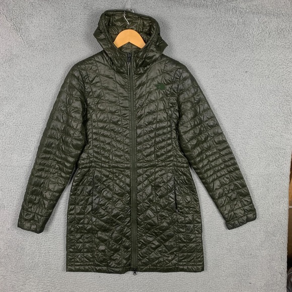 The North Face Thermoball Parka Womens Medium Green Primaloft Puffer Coat Winter - Picture 1 of 16